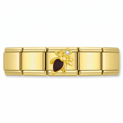 Charm Abeja Ámbar en pulsera italiana de eslabones