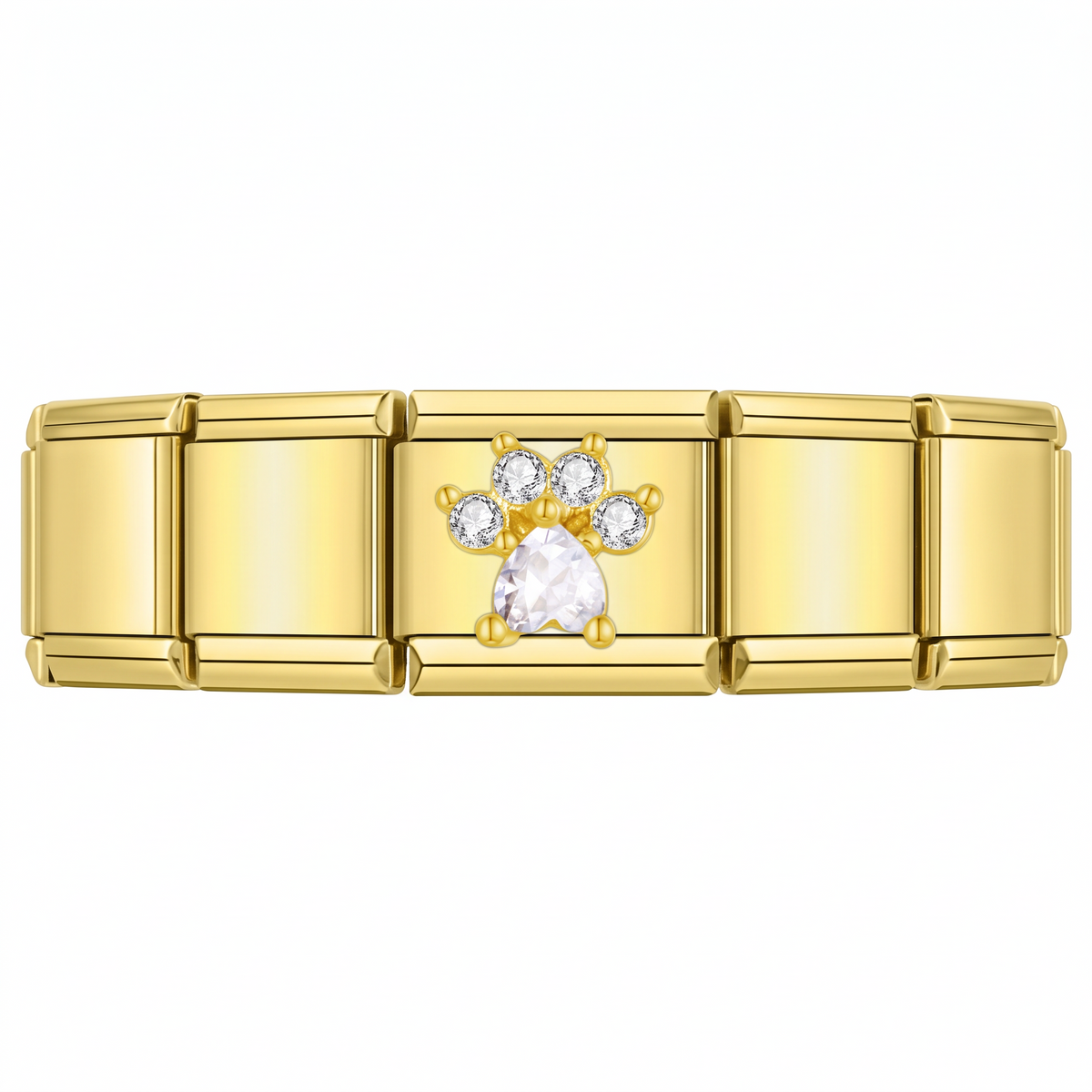 Charm Huella Brillante (Dorado) en pulsera italiana de eslabones