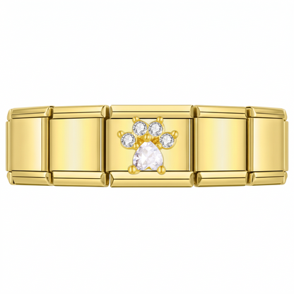 Charm Huella Brillante (Dorado) en pulsera italiana de eslabones