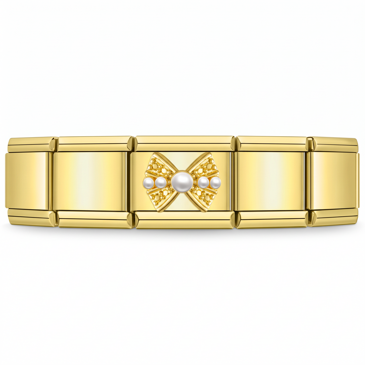 Charm Moño de Perlas en pulsera italiana de eslabones