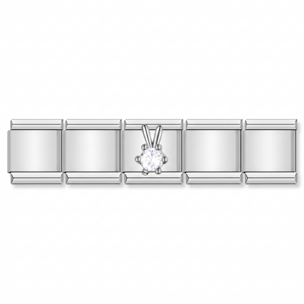 Charm Conejito de Cristal (Plateado) en pulsera italiana de eslabones
