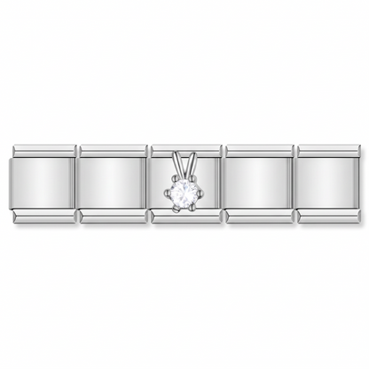 Charm Conejito de Cristal (Plateado) en pulsera italiana de eslabones