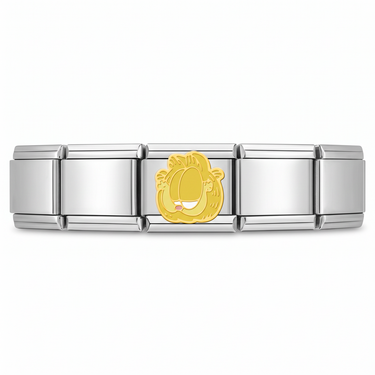 Charm Gato Dormilón (Dorado) en pulsera italiana de eslabones