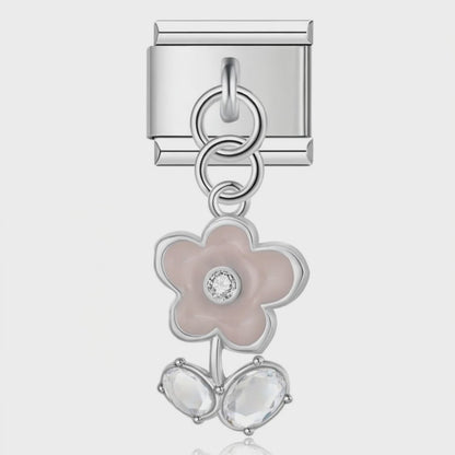 Video del Charm Colgante Flor rosa (con Brillos)